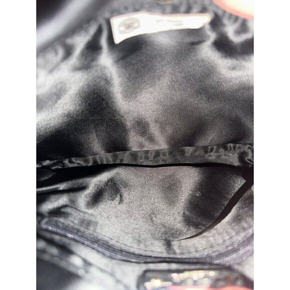 Carolee Black Satin Handbag With Rhinestone Dragonfly Y2K Prom Dance Evening - Picture 6 of 6